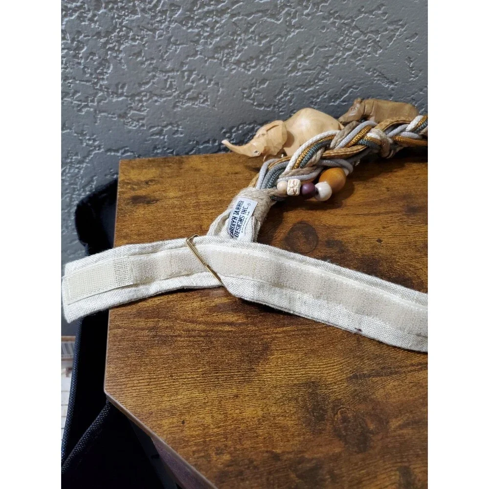 Vintage Carolyn Tanner Designs Rope Belt Adjustable One Size Animals Safari Bead